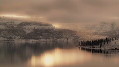 nature sky clouds landscape mist snow overcast Lake calm winter