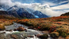 Nature snow Mountains clouds