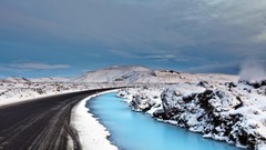 Nature snow water clouds roads iceland Scandinavia