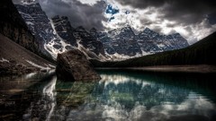Nature snow water Mountains rocks lakes reflections forests