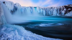 Nature snow winter ice waterfalls iceland