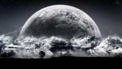 Nature Stars clouds moon skyscapes grayscale