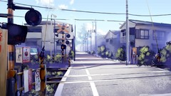 Nature streets railroad crossing