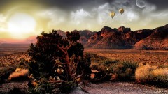 Nature sun Mountains Balloons