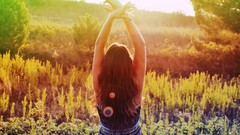 Nature sun woman reflections