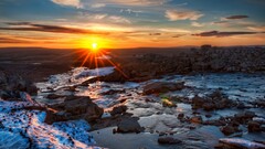nature sunset river rock landscape