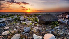 nature sunset Sea rock sky sunlight stones coast