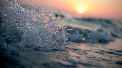 nature sunset Sea waves water sun