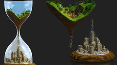 Nature time running Earth 3d planets artwork digital art