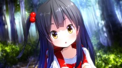 Nature Trees Anime faces bushes bows outdoors blush long hair 