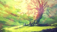 Nature Trees anime girls scenic