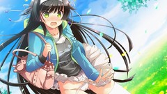 Nature Trees Anime stockings anime girls green eyes 