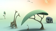 Nature Trees Birds Giraffes cartoons Africa elephants
