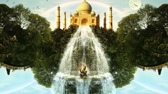 Nature Trees Birds jungle Taj Mahal waterfalls indian artwork 