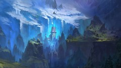 Nature Trees blue ice tower artwork fantasy art