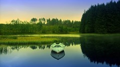 Nature Trees Boats lakes reflections