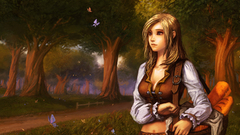 Nature Trees Butterflies woman bread blondes world of warcraft 
