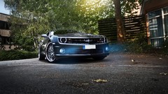 Nature Trees cars Chevrolet headlights streets Camaro ss