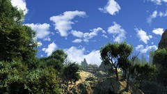 Nature Trees clouds rock formations