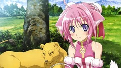 Nature Trees grass Animals Mountains woman Dogs Anime sitting 