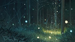 Nature Trees grass dark magic Green lights Plants forests orbs