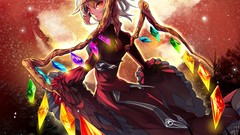 Nature Trees grass night clouds moon lights wings crystals 