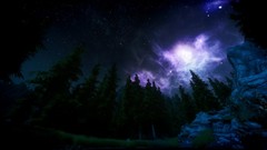 Nature Trees grass night the elder scrolls v skyrim outer space 
