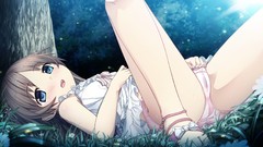 Nature Trees grass pussy long hair anime girls blue eyes 