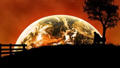 Nature Trees grass Stars moon Earth outer space