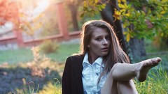 Nature Trees grass summer woman young legs sunlight long hair 