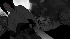 Nature Trees moon weapons Anime red eyes monochrome Swords 