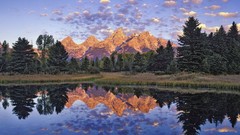 Nature Trees Mountains clouds lakes reflections
