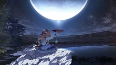 Nature Trees night Stars Mountains moon plates dress horns 