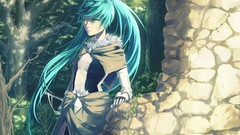 Nature Trees Plants gloves long hair green eyes hatsune miku 