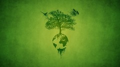 Nature Trees simple Green Birds abstract Earth green background 