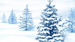 Nature Trees snow winter Christmas artwork