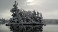 Nature Trees snow winter Islands monochrome lakes reflections