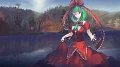 Nature Trees water dress lakes red dress reflections bows long 