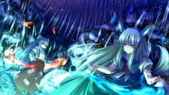 Nature Trees water fire bamboo dress horns waterfalls white 