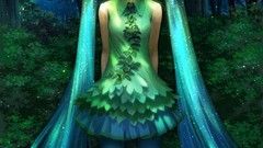 Nature Trees water Green Plants dress tie long hair anime girls 