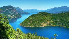 Nature Trees water Mountains skies