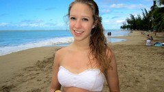 Nature Trees white woman Beaches smiling bra bikini skyscapes 
