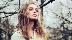 Nature Trees woman faces blondes brunettes models forests