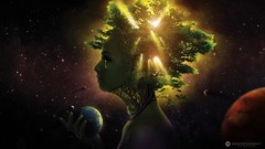 Nature Trees woman gaia artwork digital art Desktopography