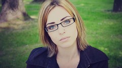 Nature Trees woman glasses blondes blue eyes piercings HDR 