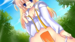 Nature Trees woman pussy Anime blondes anime girls blue eyes 