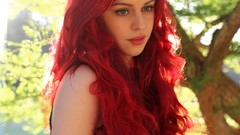 Nature Trees woman redheads portraits