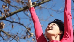 Nature Trees woman smiling arms raised