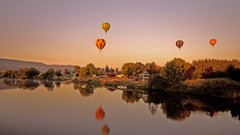 Nature Washington lakes reflections hot air balloons
