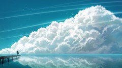Nature water blue clouds Anime skyscapes multiscreen